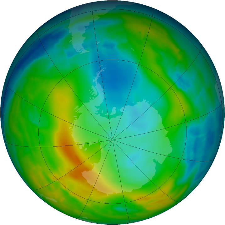 Antarctic ozone map for 21 June 2010